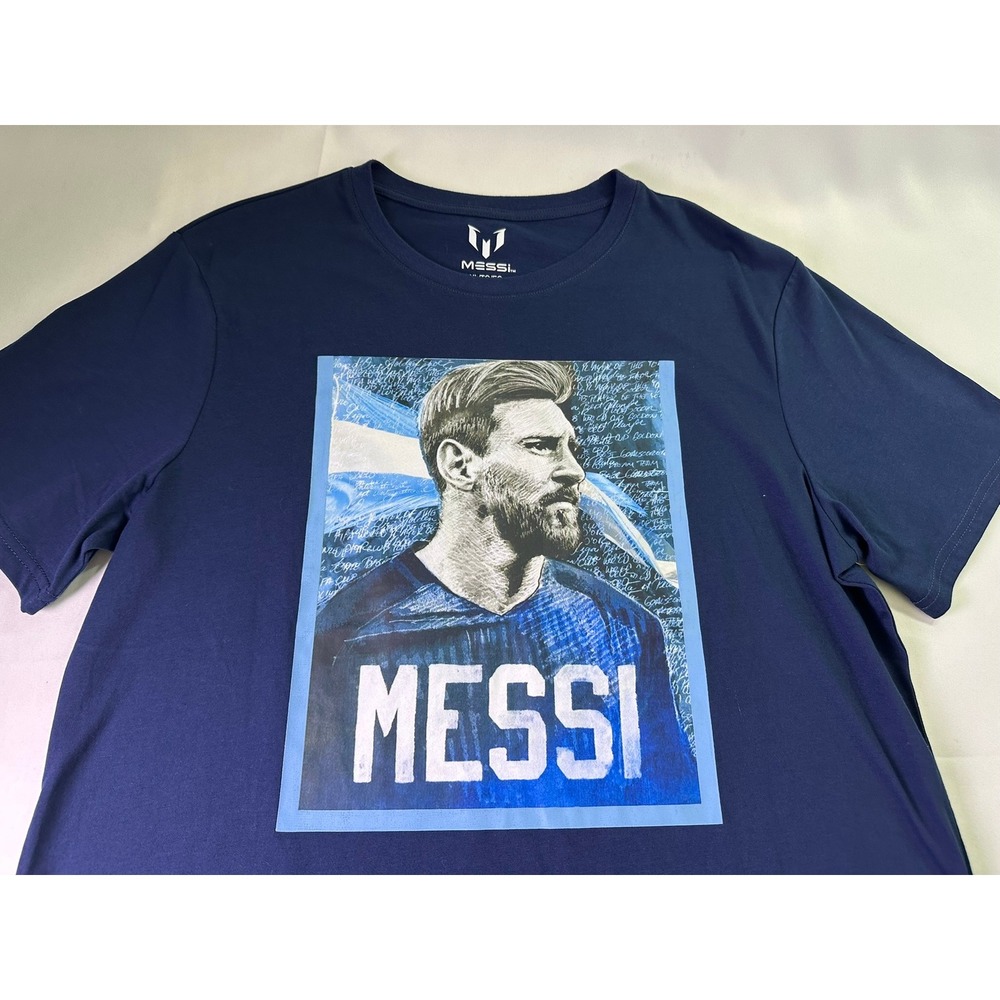 Messi Collection Silhouette Graphic‎ T-Shirt Dress Blues Soccer Men's XL NWT Tee